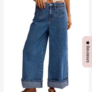 We The Free Indigo Striped Flare Jeans